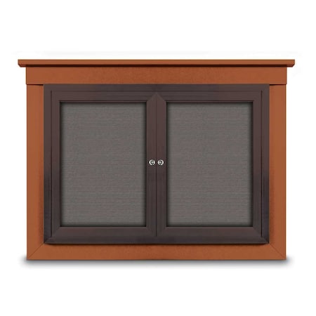United Visual Products 60"x36" 2-Door Enclosed Letterboard, Green Felt/Lt Oak UV2625O-LTOAK-GREEN